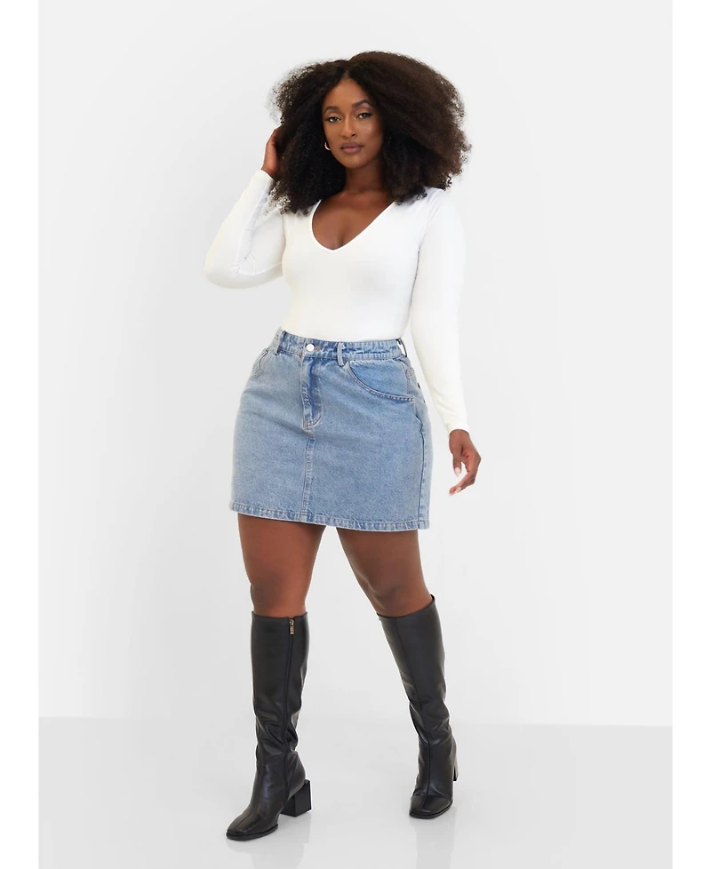 Rebdolls Women's Stylish Essential V Neck Top Classic White