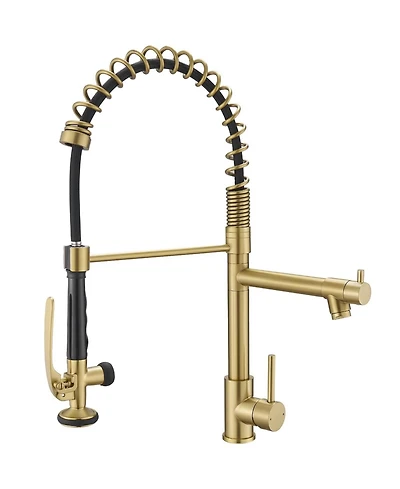 Commercial Pull Down Kitchen Sink Faucet With Sprayer Modern Single Handle Brass Taps Matte Black