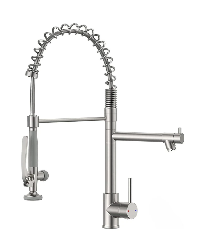Commercial Pull Down Kitchen Sink Faucet With Sprayer Modern Single Handle Brass Taps Matte Black