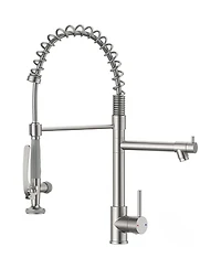 Commercial Pull Down Kitchen Sink Faucet With Sprayer Modern Single Handle Brass Taps Matte Black