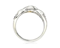 Suzy Levian New York Sterling Silver Sapphire & Created White 9 Stone Curvy Frame Ring