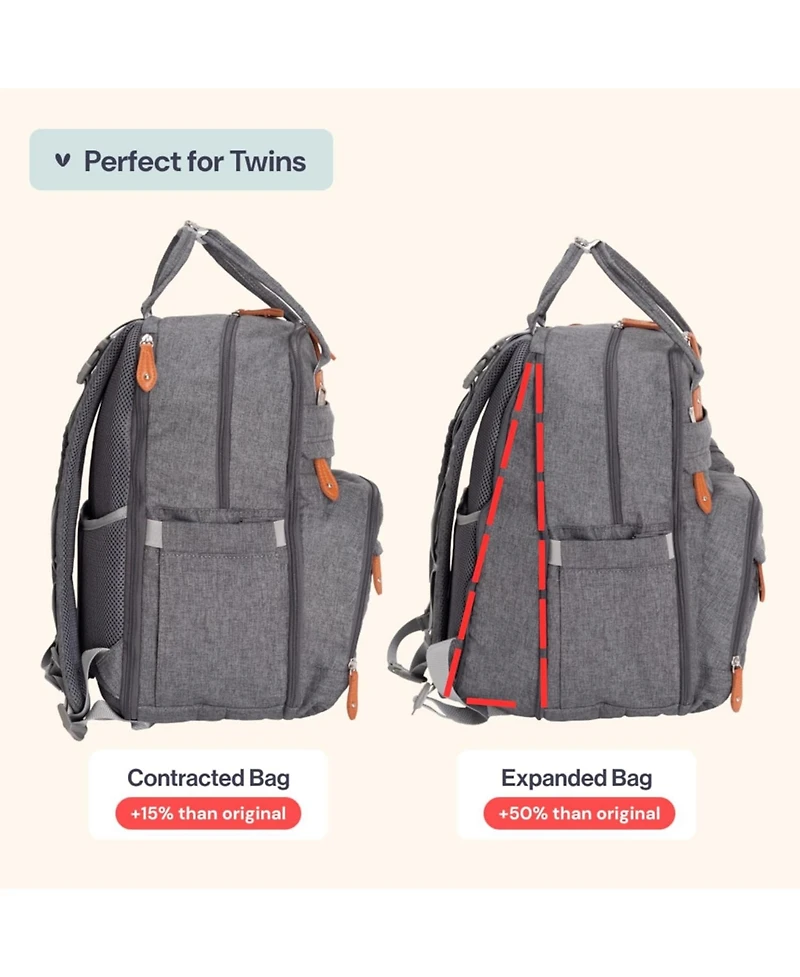 BabbleRoo Toddler Diaper Bag Backpack Stylish 26L Hands Free with Changing Pad, Stroller Straps & Water-Resistant, Safari, Large