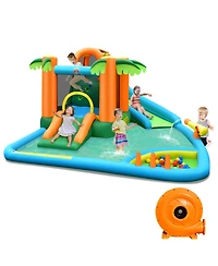 7-in-1 Inflatable Water Slide Park with 780W Blower