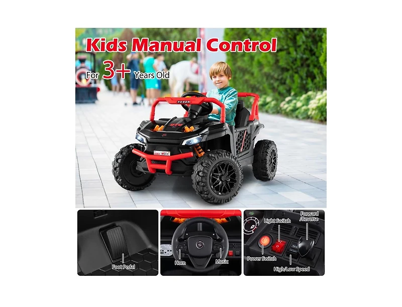 Akiudex 12V Kids Ride-On Utv with Remote Control and Music Player