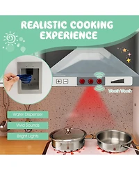 Akiudex Kids 2-Piece Pretend Kitchen and Laundry Play Set with Lights and Sounds