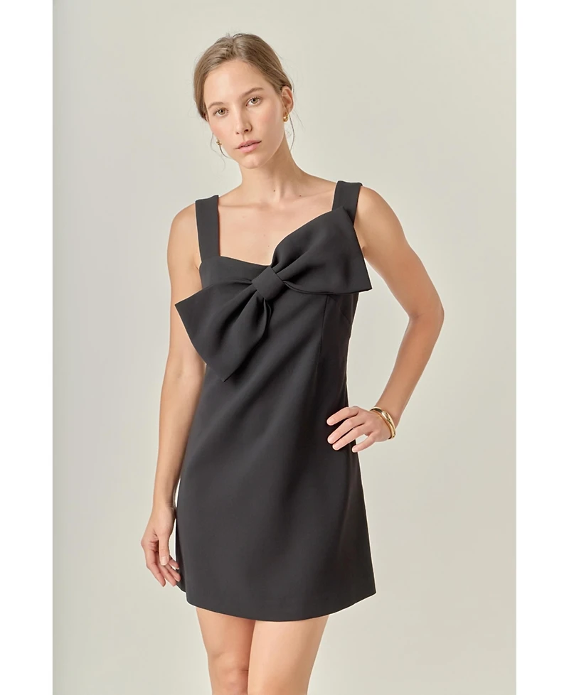 Women's Bow Sleeveless Mini Dresss