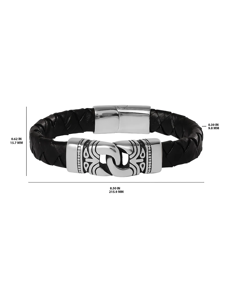 Lucky Brand Black Woven Leather Bracelet