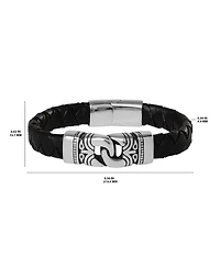 Lucky Brand Black Woven Leather Bracelet