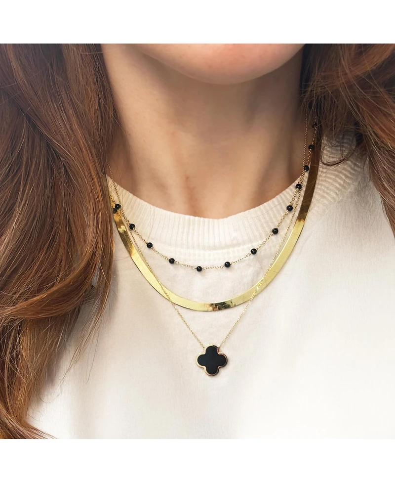 The Lovery Onyx Bead Station Necklace 14K Gold