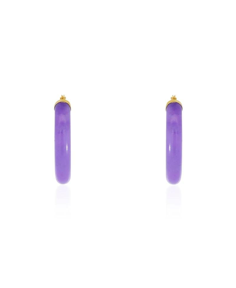 The Lovery Lavender Jade Hoop Earrings 14K Gold