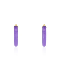 The Lovery Lavender Jade Hoop Earrings 14K Gold