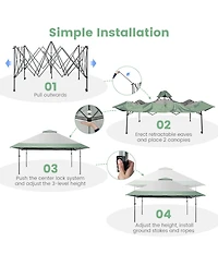 Costway 13x13ft Patio Pop-Up Gazebo Canopy Tent Instant Sun Shelter Outdoor Wheeled Bag