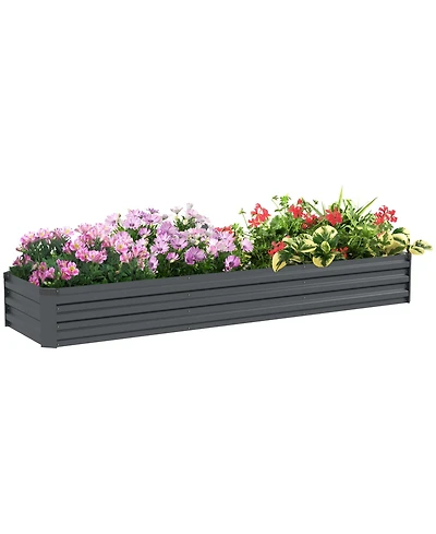 Outsunny 8x2x1ft Galvanized Raised Garden Bed Large Elevated Planter Box
