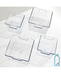 iDesign Plastic Fridge Bins with Handles, 4 Pack, Clear, Made in Usa