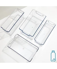 iDesign Plastic Stackable Pantry Bins with Handles, 4 Pack, Clear