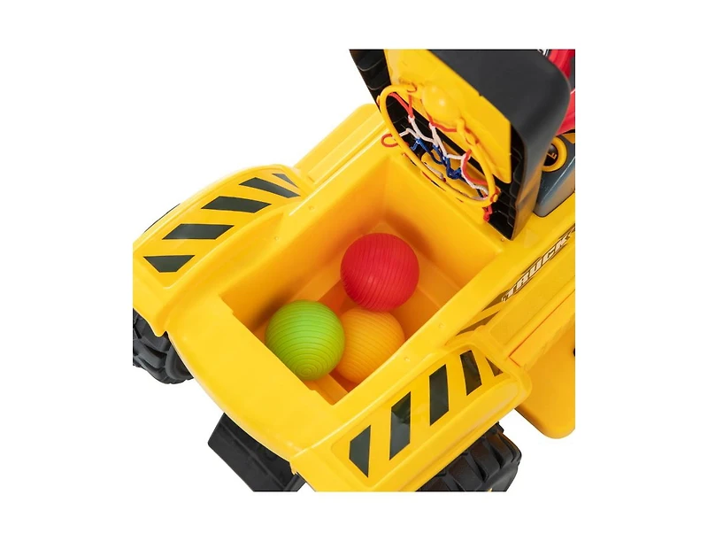 Akiudex Kids Ride On Digger Toy with Adjustable Excavator Arm and Basketball Hoop