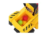 Akiudex Kids Ride On Digger Toy with Adjustable Excavator Arm and Basketball Hoop