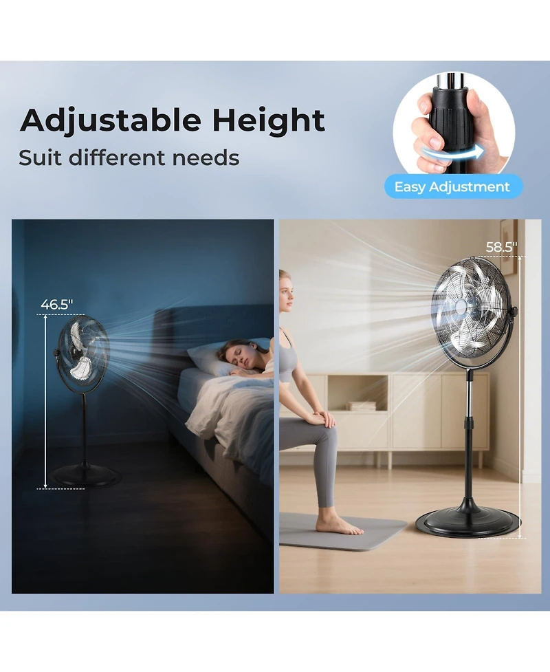 Mecale 18 Inches High Velocity Pedestal Fan with 3 Speeds and Adjustable Height