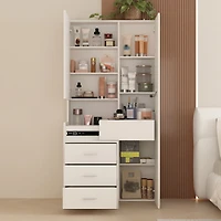 Homsee Luxury black aluminum alloy tempered glass doors, 4-door wardrobes, bedroom armoire, Closet