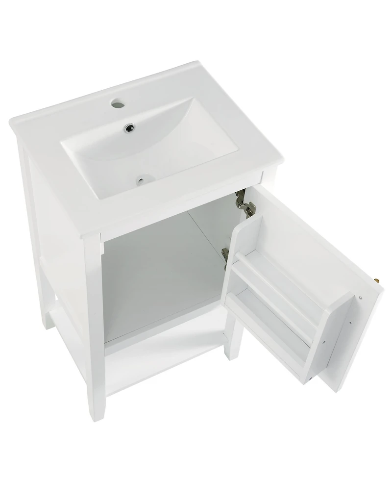 Casainc 20" Vanity Cabinet with Sink, Soft-Close Door, Open Shelf and Storage Rack for Bathroom Use