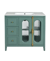 Casainc 36" Bathroom Vanity with 2 Soft Close Doors and 3 Drawers, Solid Wood Storage Cabinet