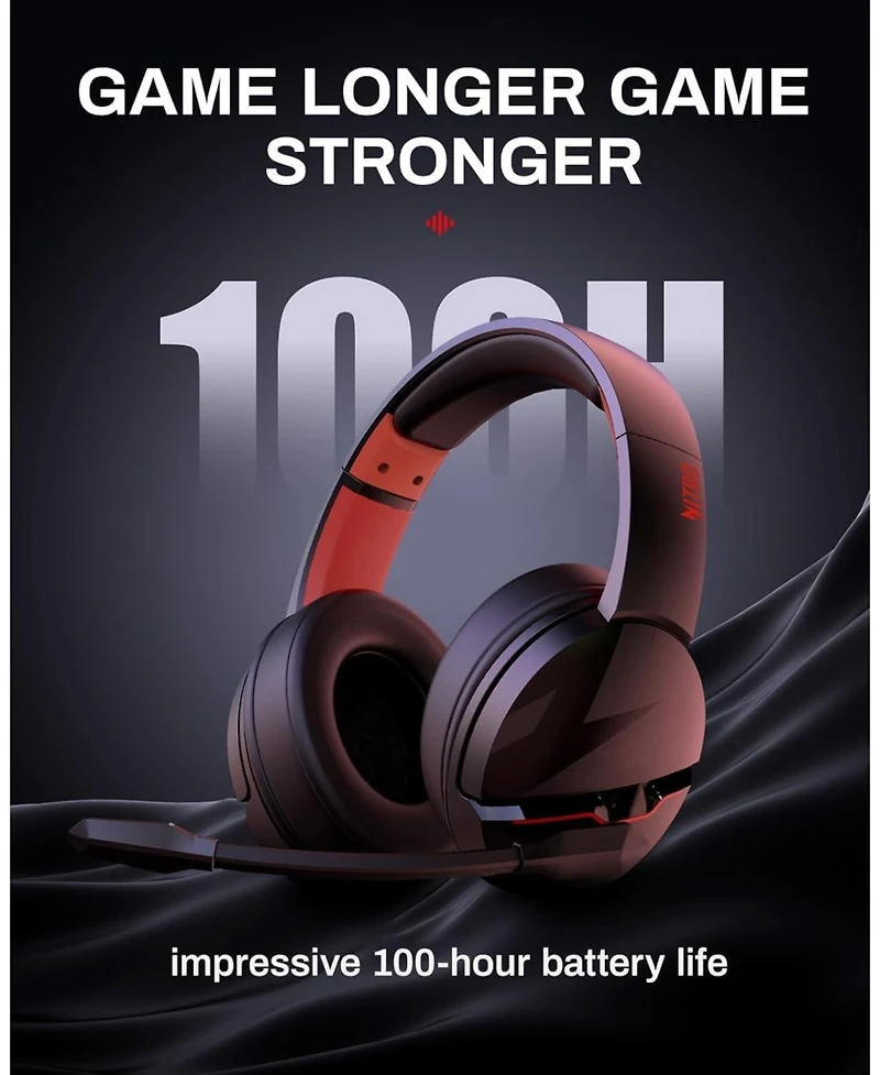 Acer 2.4GHz Flex Wireless Gaming Headset | Red + Orange | 100H Battery, 50mm Drivers, Noise-Canceling Mic | Bluetooth 5.3, 3.5mm | PS4, Pc, Music, Mee