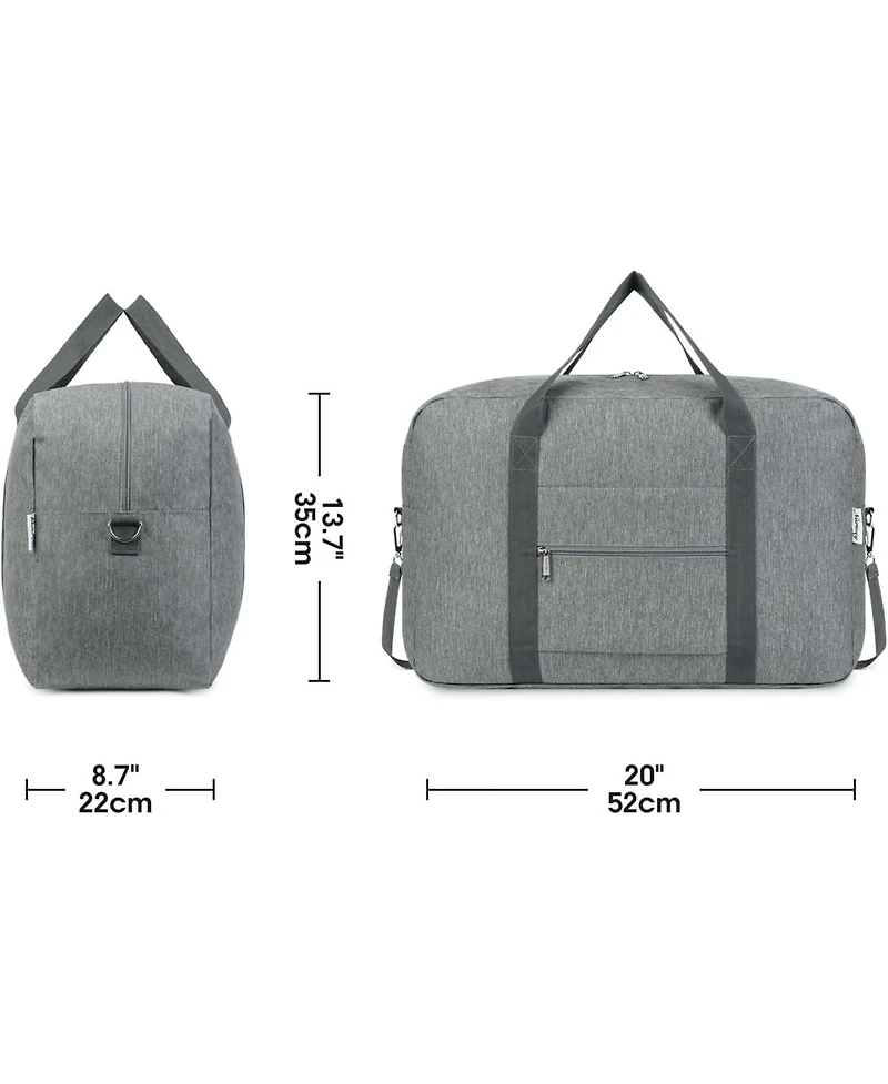 Urtala Foldable Carry on Luggage 22x14x9 Airline Approved Duffle Bag for Travel Packable Duffel Bag for Traveling Airplane for Women and Men 40L (Grey