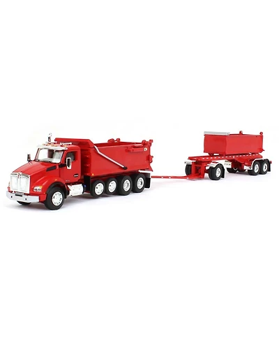 First Gear Dcp 1/64 Viper Red Kenworth T880 Rogue Dump w/ Rogue Transfer Dump Trailer