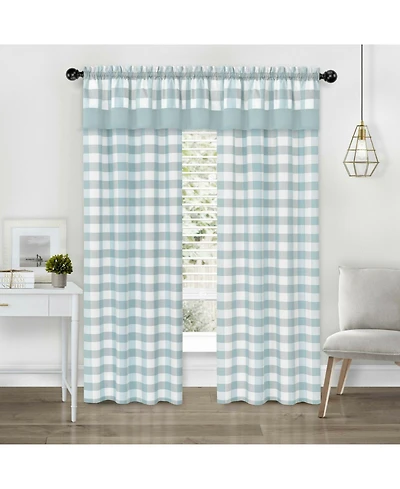 Kate Aurora Modern Country Farmhouse 3 Piece Buffalo Check Plaid Window Curtains & Valance Set