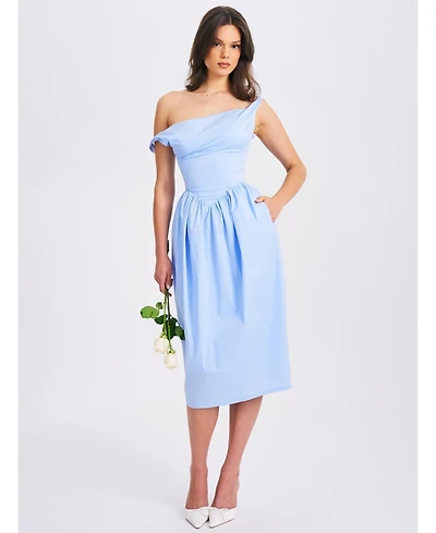 Miss Circle Women Reina Blue Drop Waist Corset Midi Dress