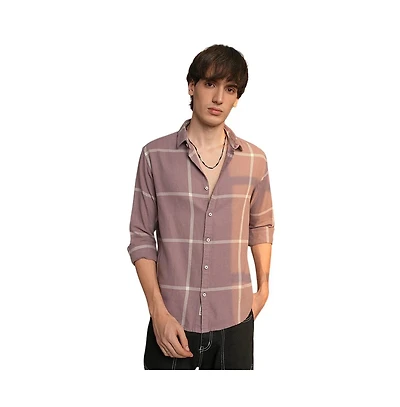 Campus Sutra Men's Nude Pink Maxi-Graph Check Shirt