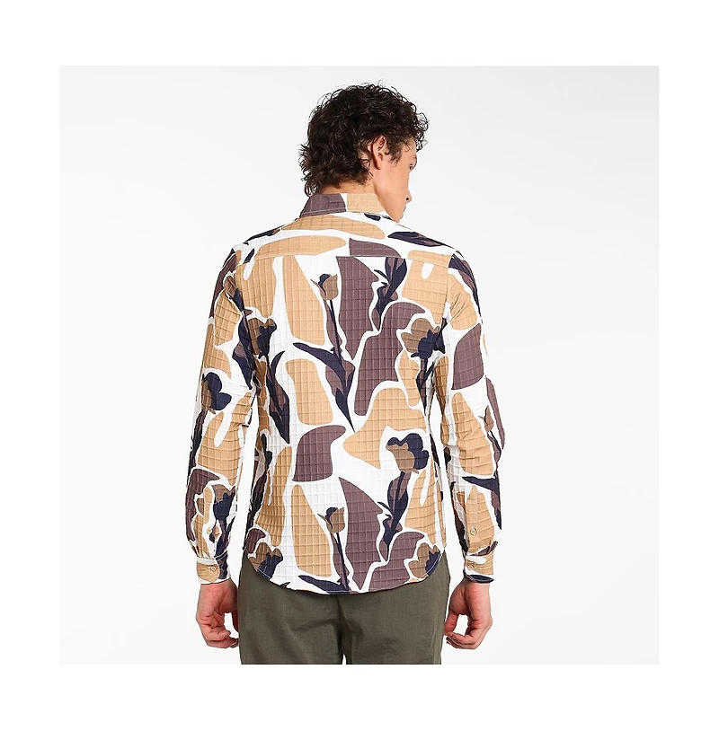 Campus Sutra Men's Taupe Brown & Beige Abstract Tulip Shirt