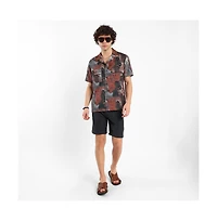 Campus Sutra Men's Chocolate Brown & Midnight Black Abstract Utility Oversized Shirt