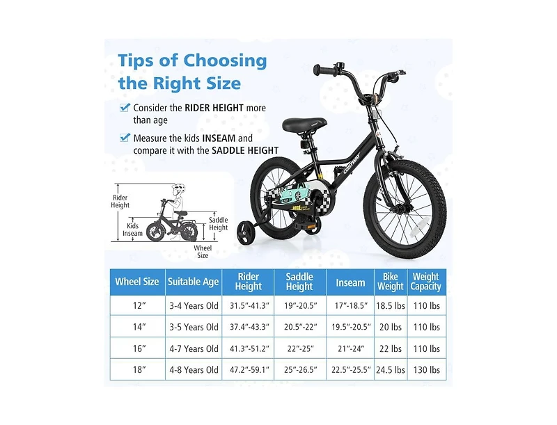Akiudex Kids Bike with Adjustable Seat and Handlebar