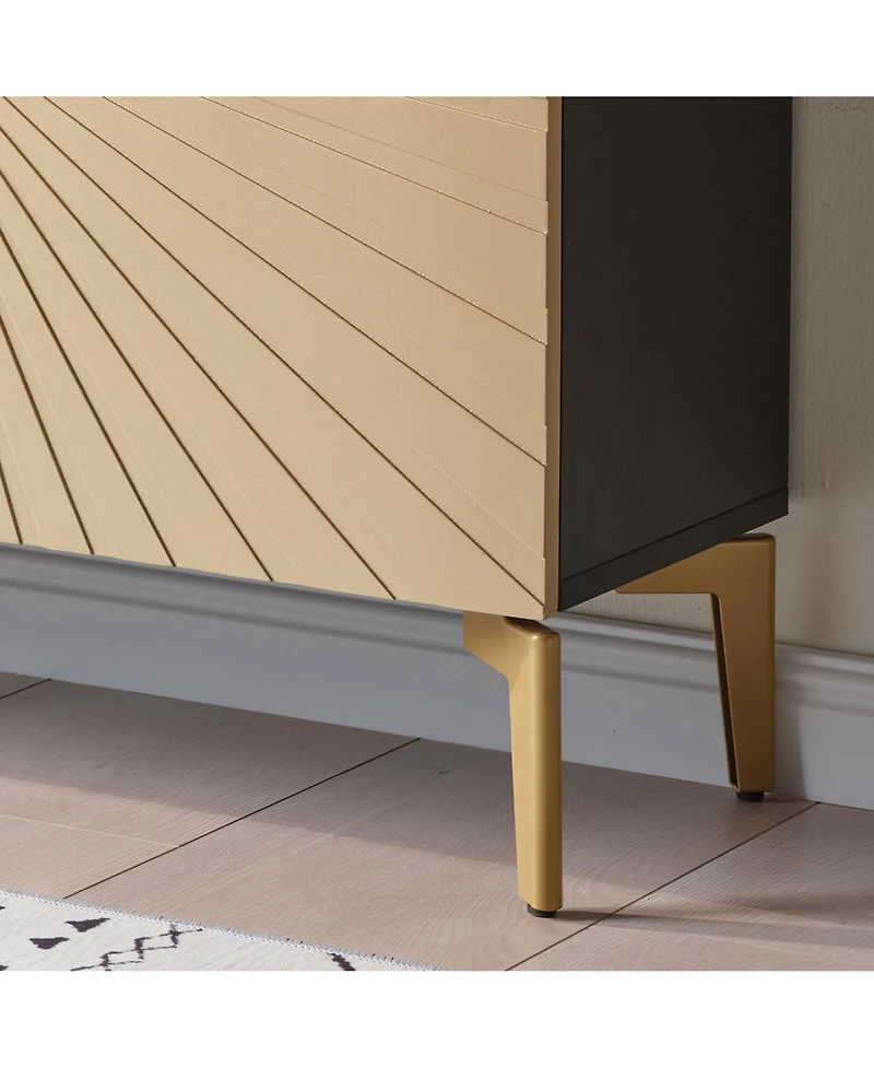 Kings Brand Furniture George Console Table for Entryway, Wood Sofa Table, Elegant Hallway Tables (Black Frame, White Door)