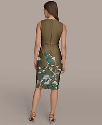 Donna Karan New York Women's Split V-Neck Floral Sheath Dress