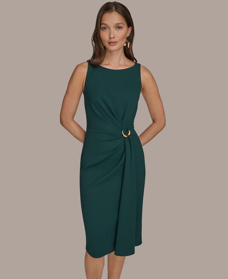 Donna Karan New York Women's Crepe Hardware A-Line Midi Dress
