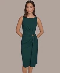 Donna Karan New York Women's Crepe Hardware A-Line Midi Dress