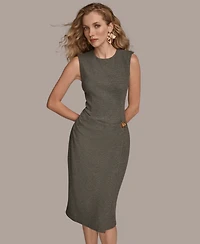 Donna Karan New York Women's Sleeveless Faux Wrap Midi Sheath Dress