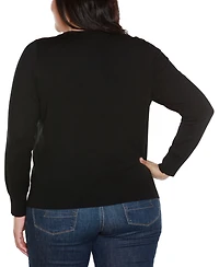 Belldini Plus Size Embellished Neckline Cardigan Sweater