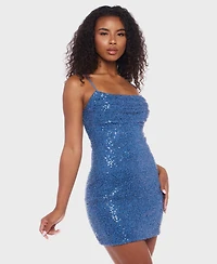 Alex & Sophia Juniors' Strappy Low Back Straight Neck Dress