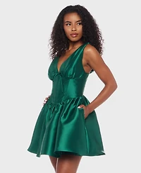 Alex & Sophia Juniors Wide Strap V-Neck Party Dress