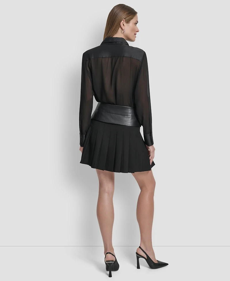 Dkny Women's Paneled Mix Media Scuba Mini Skirt