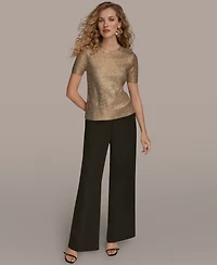 Donna Karan New York Women's Short Sleeve Foil Sweater
