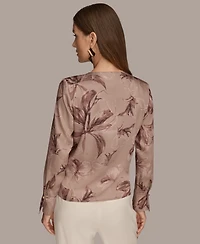 Donna Karan New York Women's Long Sleeve Printed Top