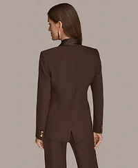 Donna Karan New York Women's Petites Mixed Media Draped Neck Blazer, Regular & Petite