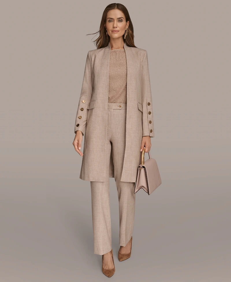 Donna Karan New York Women's Petites Four-Button Long Blazer Coat, Regular &