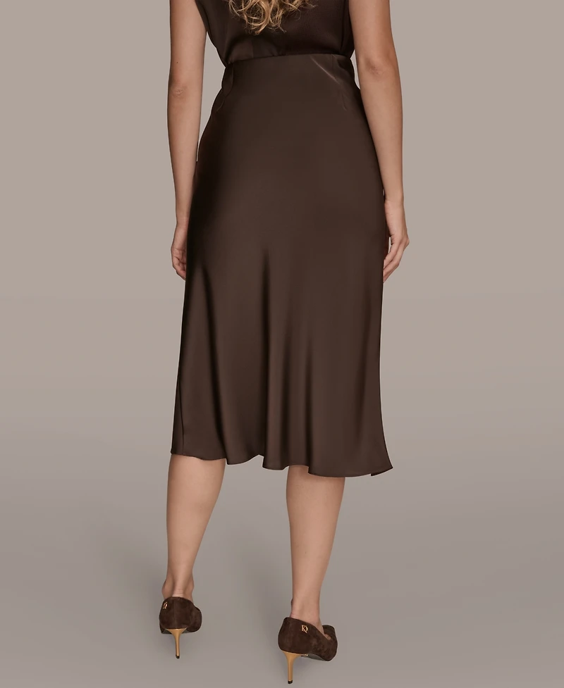 Donna Karan New York Women's Petites Satin A-Line Midi Skirt, Regular & Petite