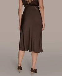 Donna Karan New York Women's Petites Satin A-Line Midi Skirt, Regular & Petite