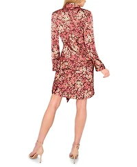 CeCe Women's Collared Button Down Tie Front Shirt Dress